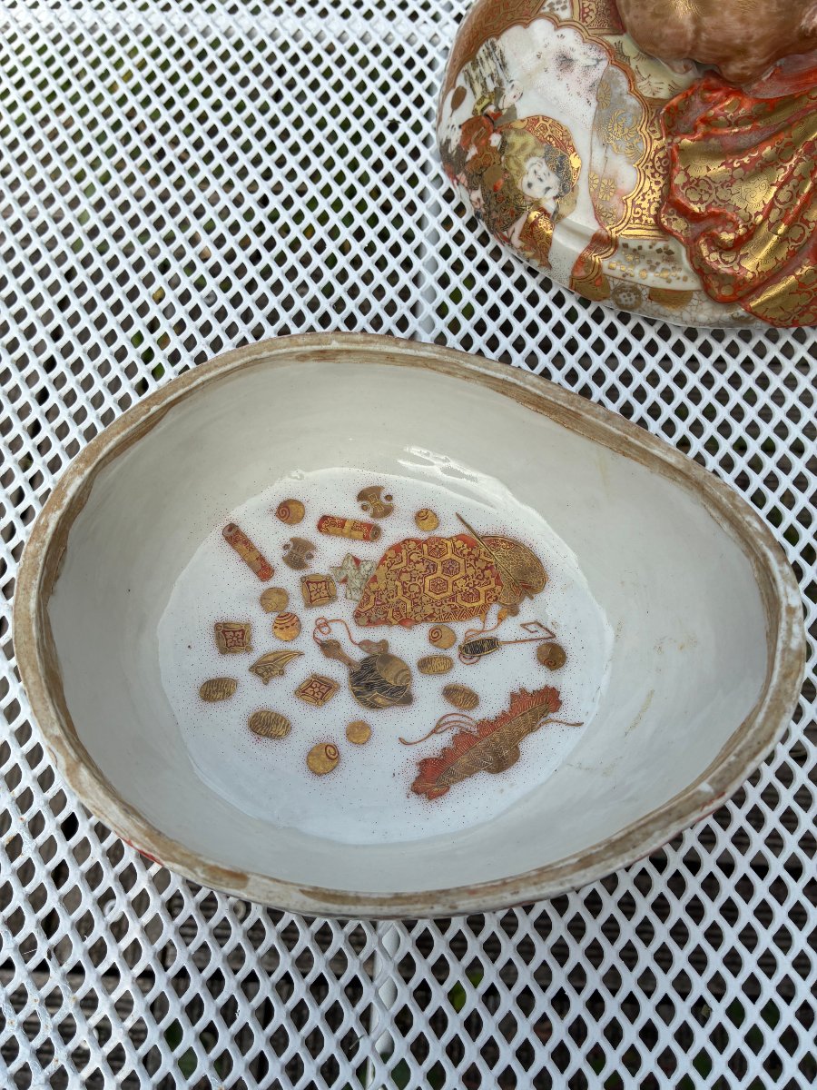 Rare boîte à rat/souris en céramique de SATSUMA, ère Meiiji (1868-1912)-photo-2