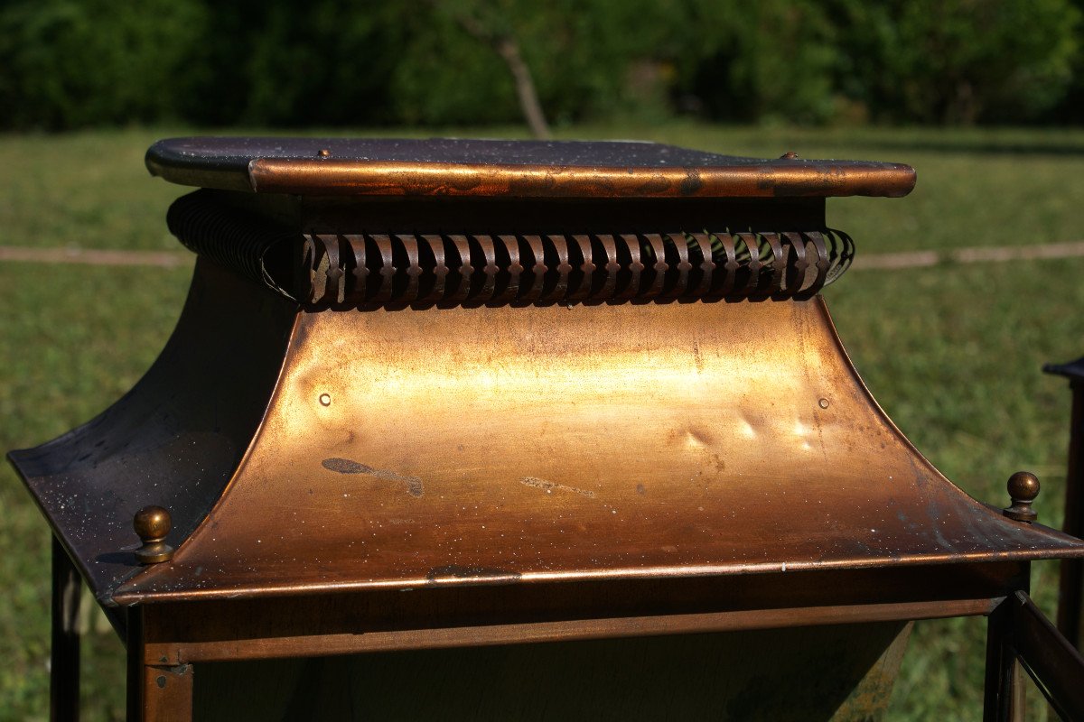 Belle Paire De Lanternes En Cuivre-photo-1
