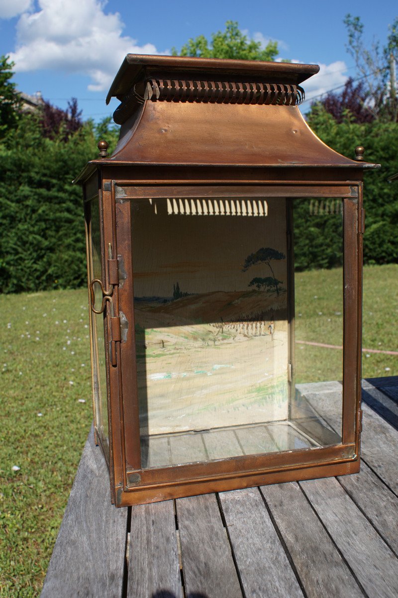 Belle Paire De Lanternes En Cuivre-photo-6