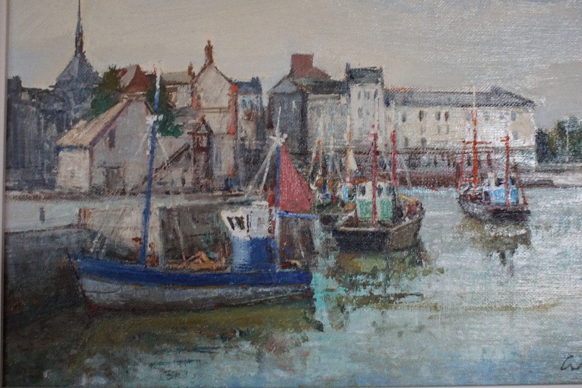 Marcel Cramoysan - Hiule On Canvas From The Port Of Honfleur-photo-2