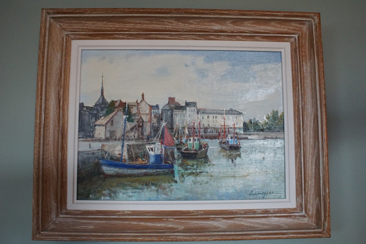 Marcel Cramoysan - Hiule On Canvas From The Port Of Honfleur