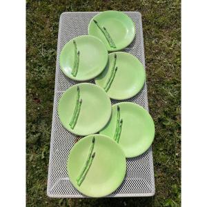 Série de 6 assiettes à asperges - Vallauris