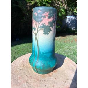 Almaric Walter - Vase en céramique à décor lacustre