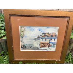 Watercolor Of Old Montmartre, Signed Lucien Baubant