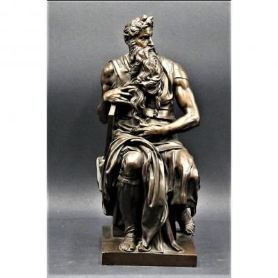  Moses And The Tables - Patinated Bronze Sculpture - Achille Collas - XIXth Century