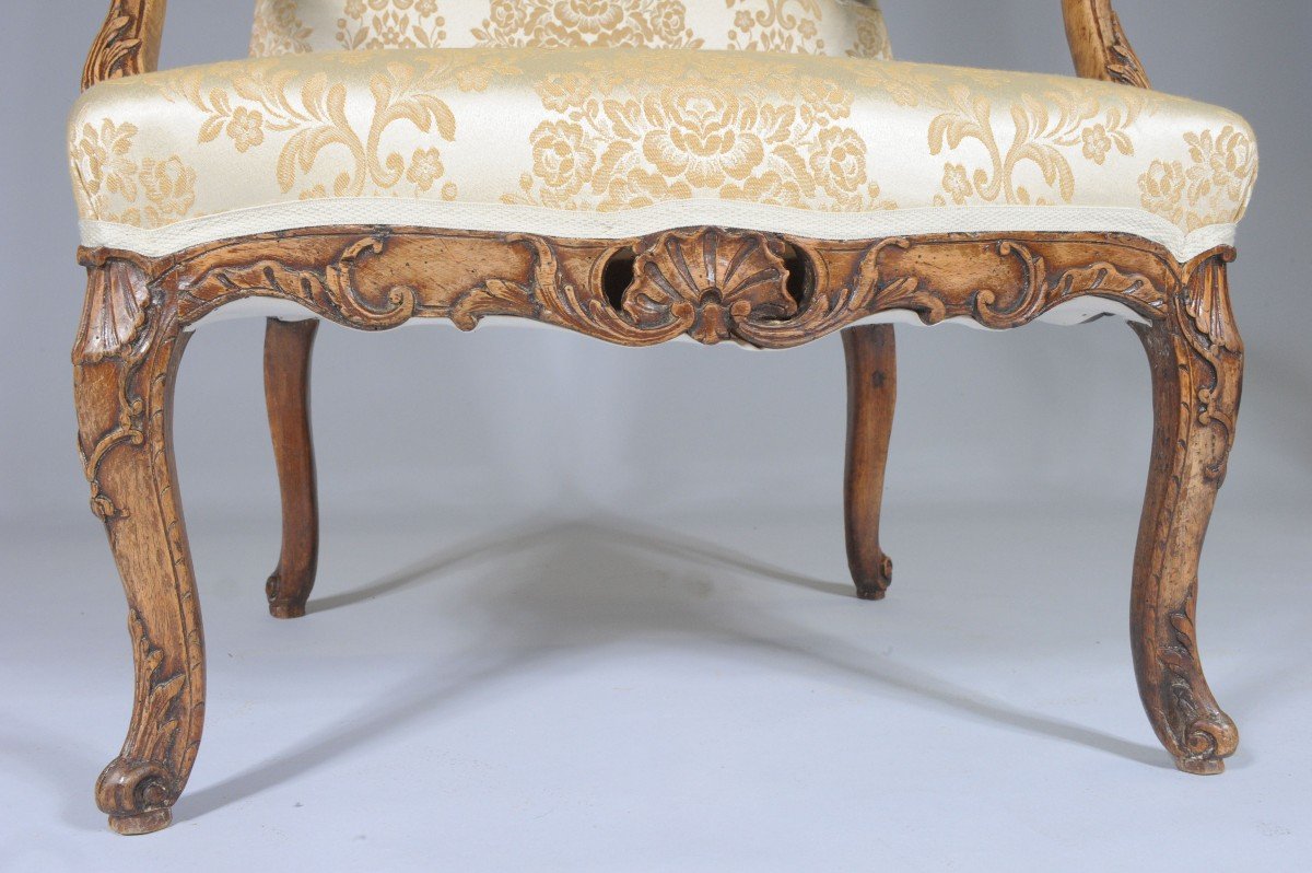 Estampillé Cresson L' Ainé - Rare Fauteuil Régence A Dossier Plat - Début 18ème -photo-2