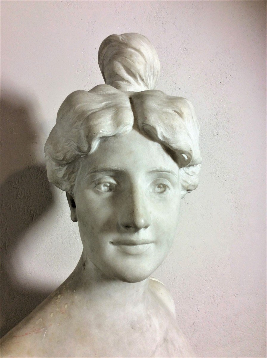 Georges Van Der Straeten - Bust Of A Woman In  Marble - Art Nouveau-photo-3