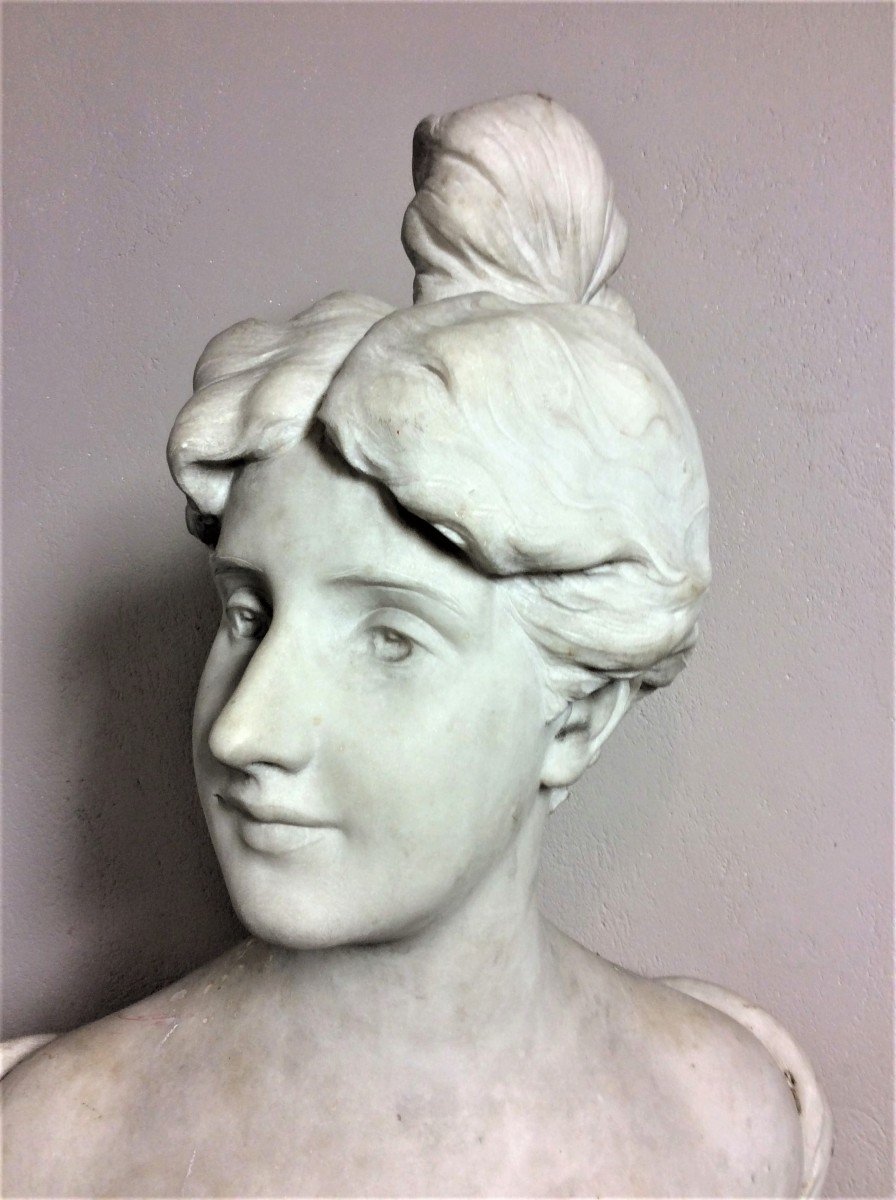 Georges Van Der Straeten - Bust Of A Woman In  Marble - Art Nouveau-photo-4
