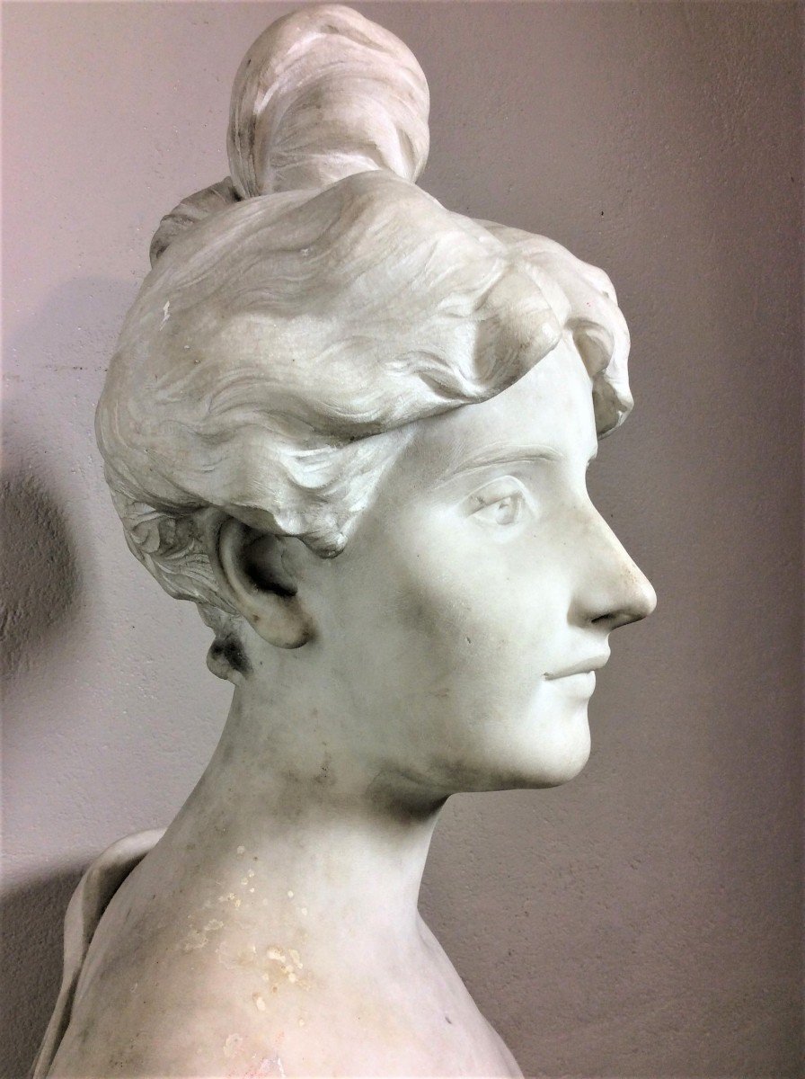 Georges Van Der Straeten - Bust Of A Woman In  Marble - Art Nouveau-photo-2