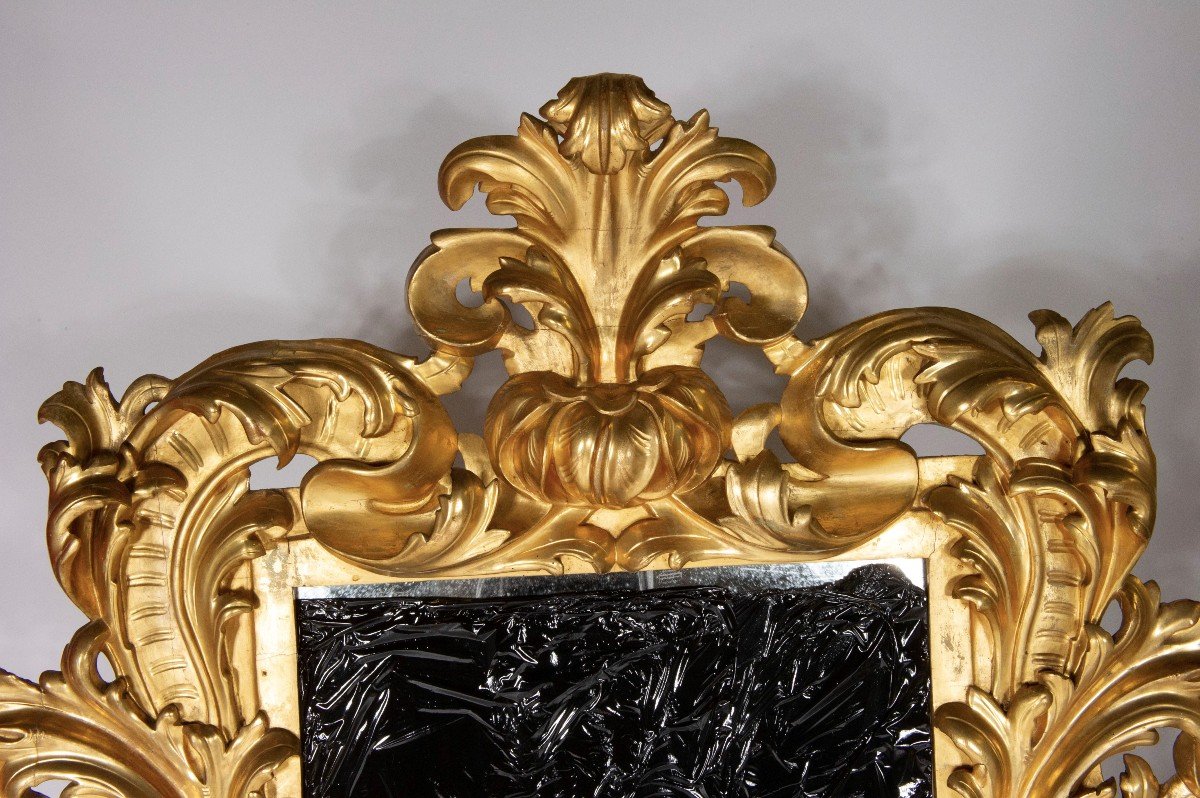 Beautiful Italian Mirror In Golden Wood - XIXth Century-photo-3