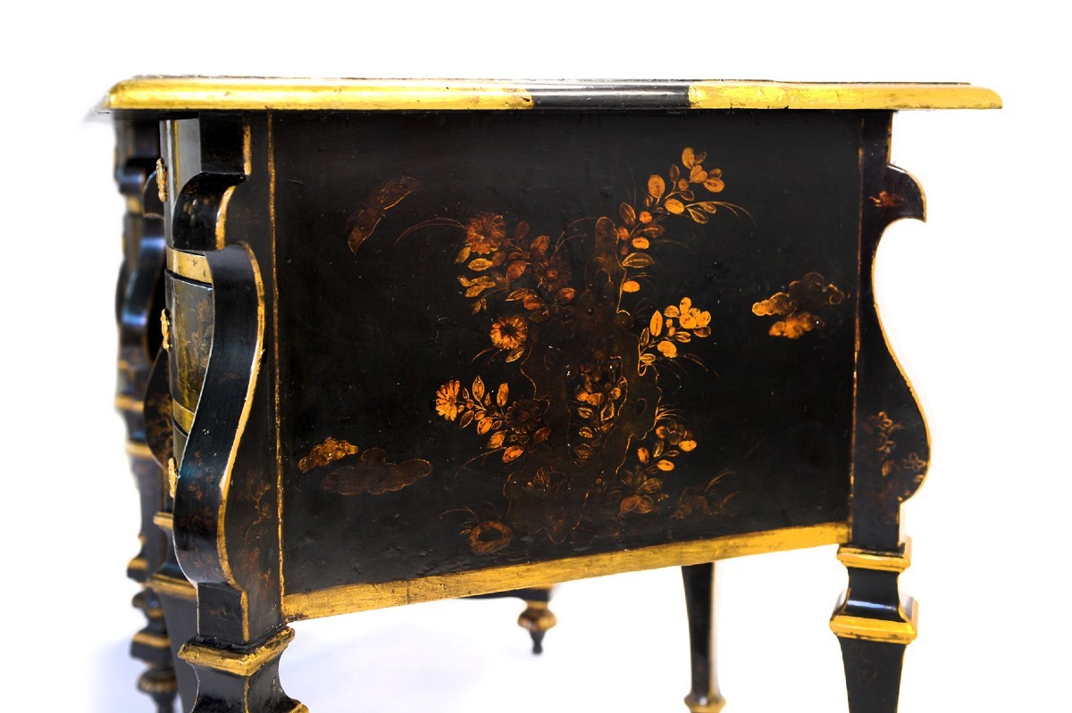 Mazarin Desk With Black Background And Gold Decoration - Louis XIV Period - Circa 1680-photo-4