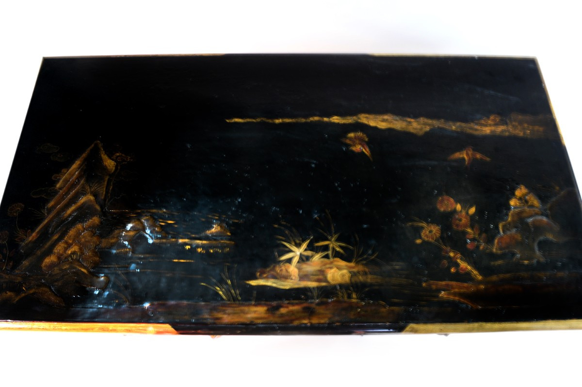 Mazarin Desk With Black Background And Gold Decoration - Louis XIV Period - Circa 1680-photo-5
