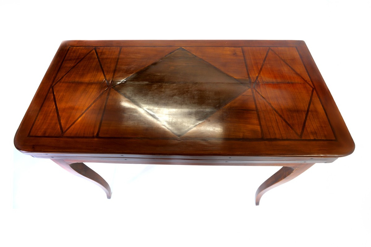 Estampillée Joubert - Table à Jeux En Merisier Et Amarante - Epoque Louis XV - XVIIIè Siècle-photo-2