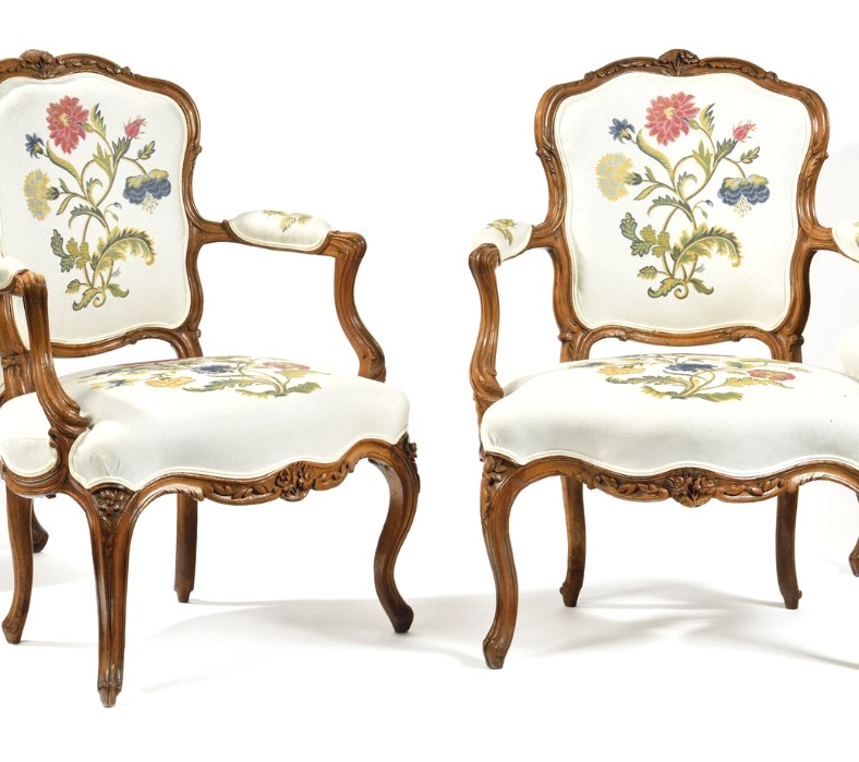 Stamped "nogaret A Lyon" – Pair Of Armchairs In Natural Wood – Louis XV Period-photo-2