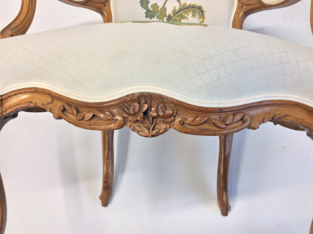 Stamped "nogaret A Lyon" – Pair Of Armchairs In Natural Wood – Louis XV Period-photo-2