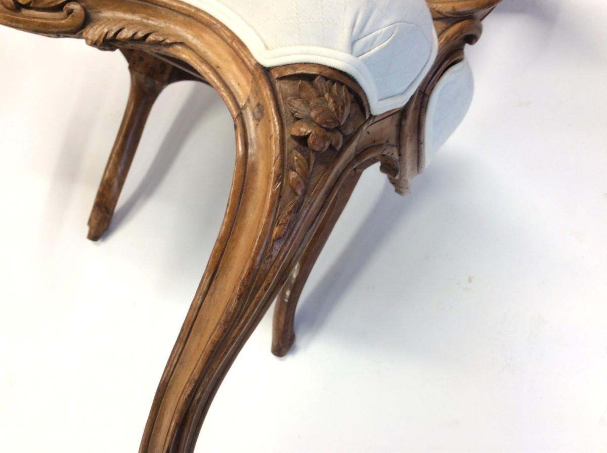 Stamped "nogaret A Lyon" – Pair Of Armchairs In Natural Wood – Louis XV Period-photo-3