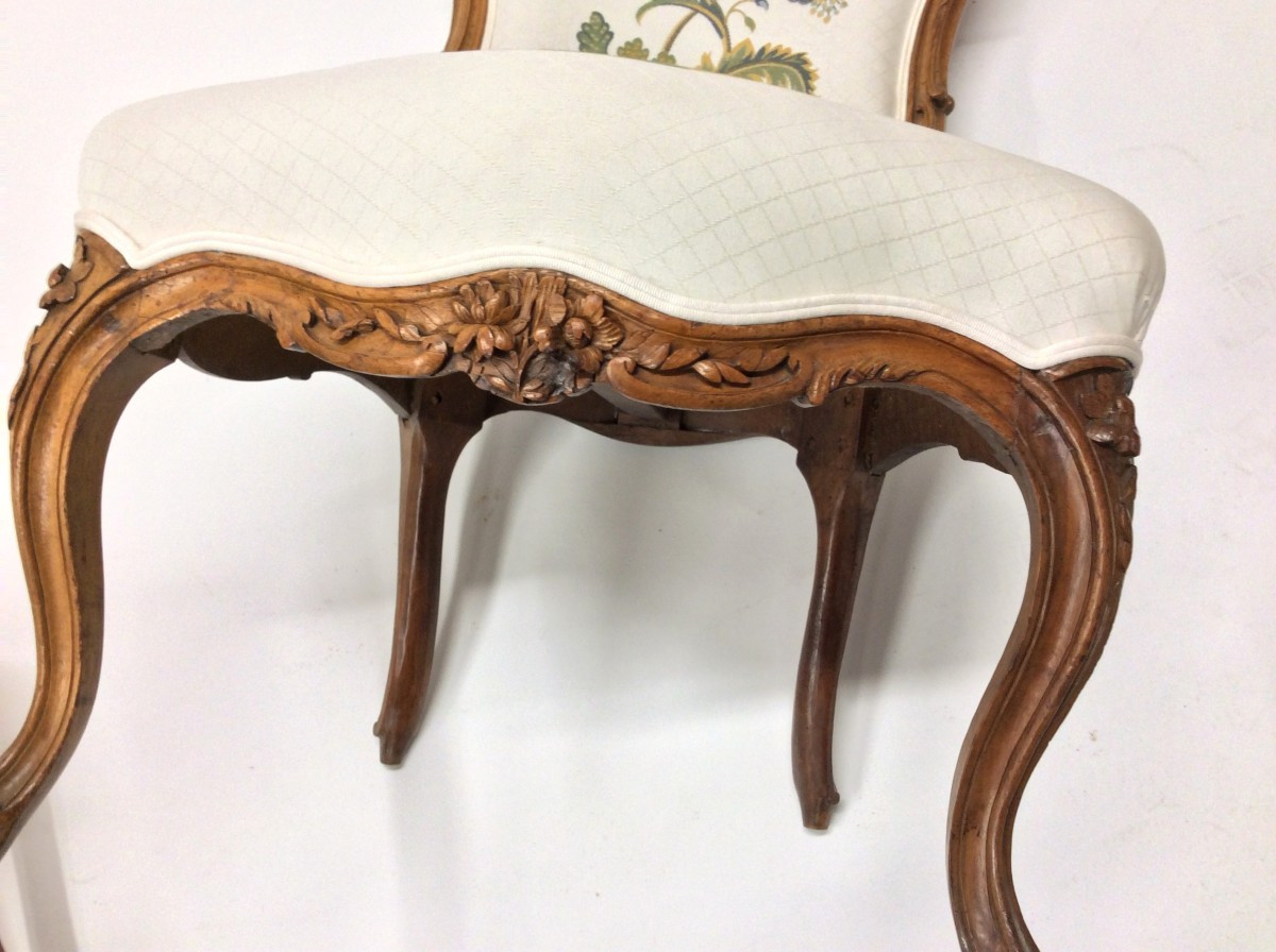 Stamped "nogaret A Lyon" – Pair Of Armchairs In Natural Wood – Louis XV Period-photo-8