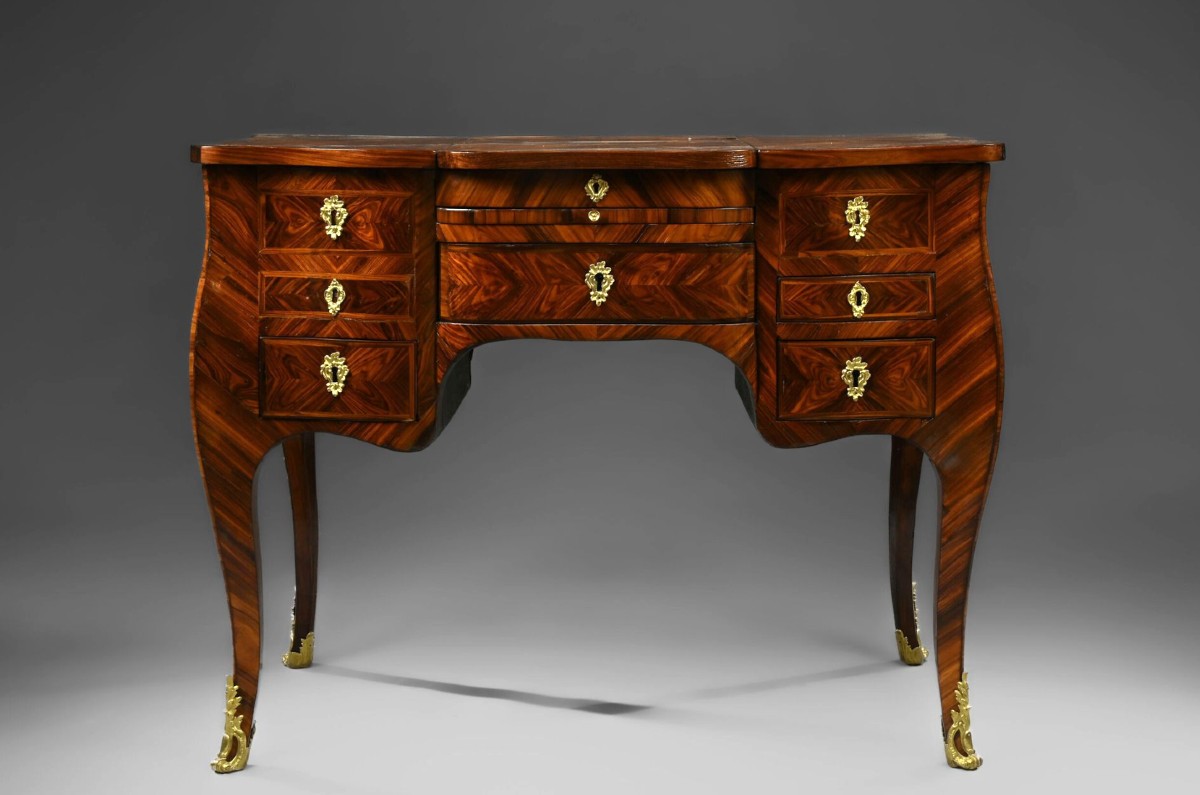 Estampillée HANSEN - Coiffeuse Louis XV en bois de violette - Epoque XVIII-photo-2