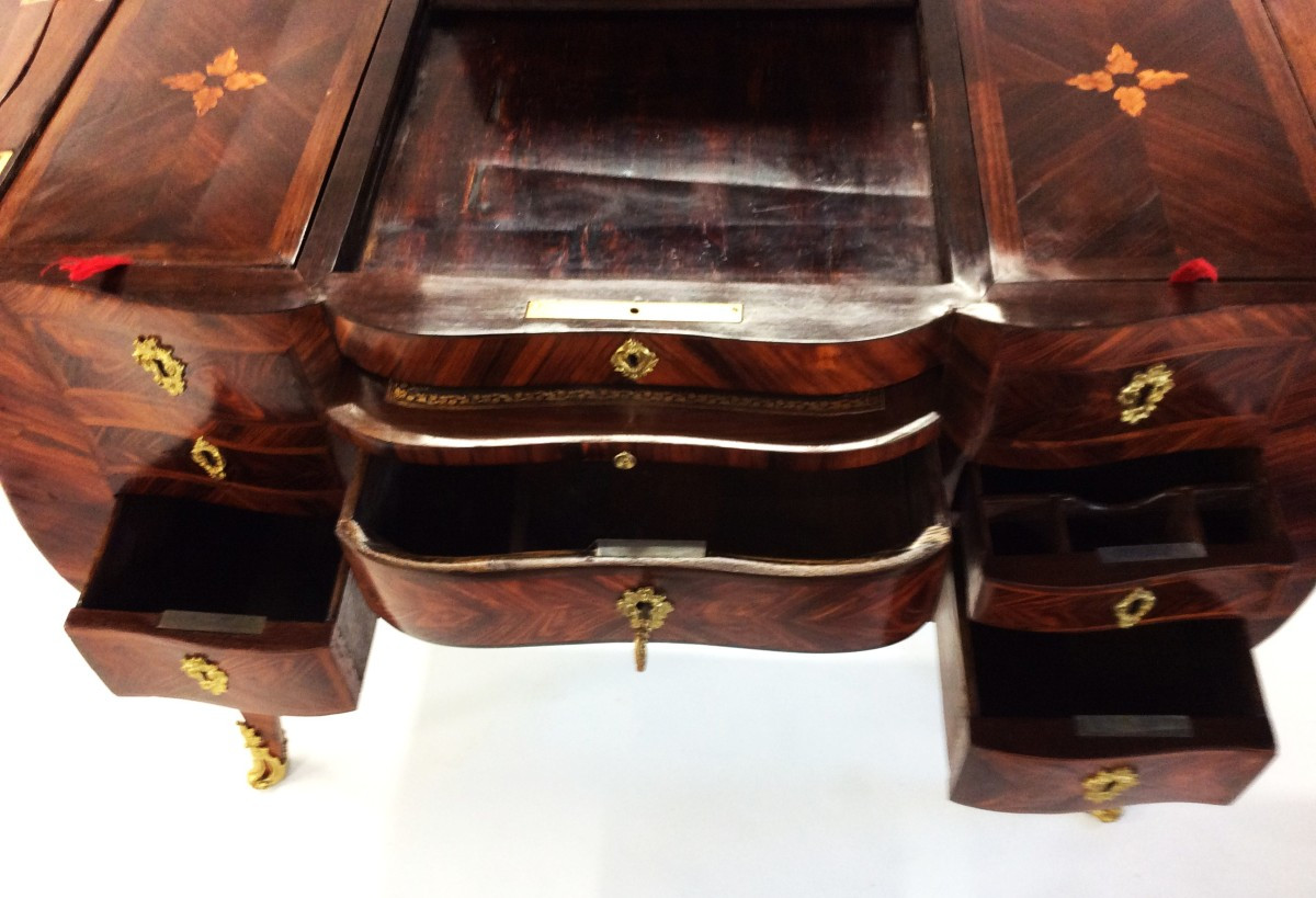 Estampillée HANSEN - Coiffeuse Louis XV en bois de violette - Epoque XVIII-photo-2