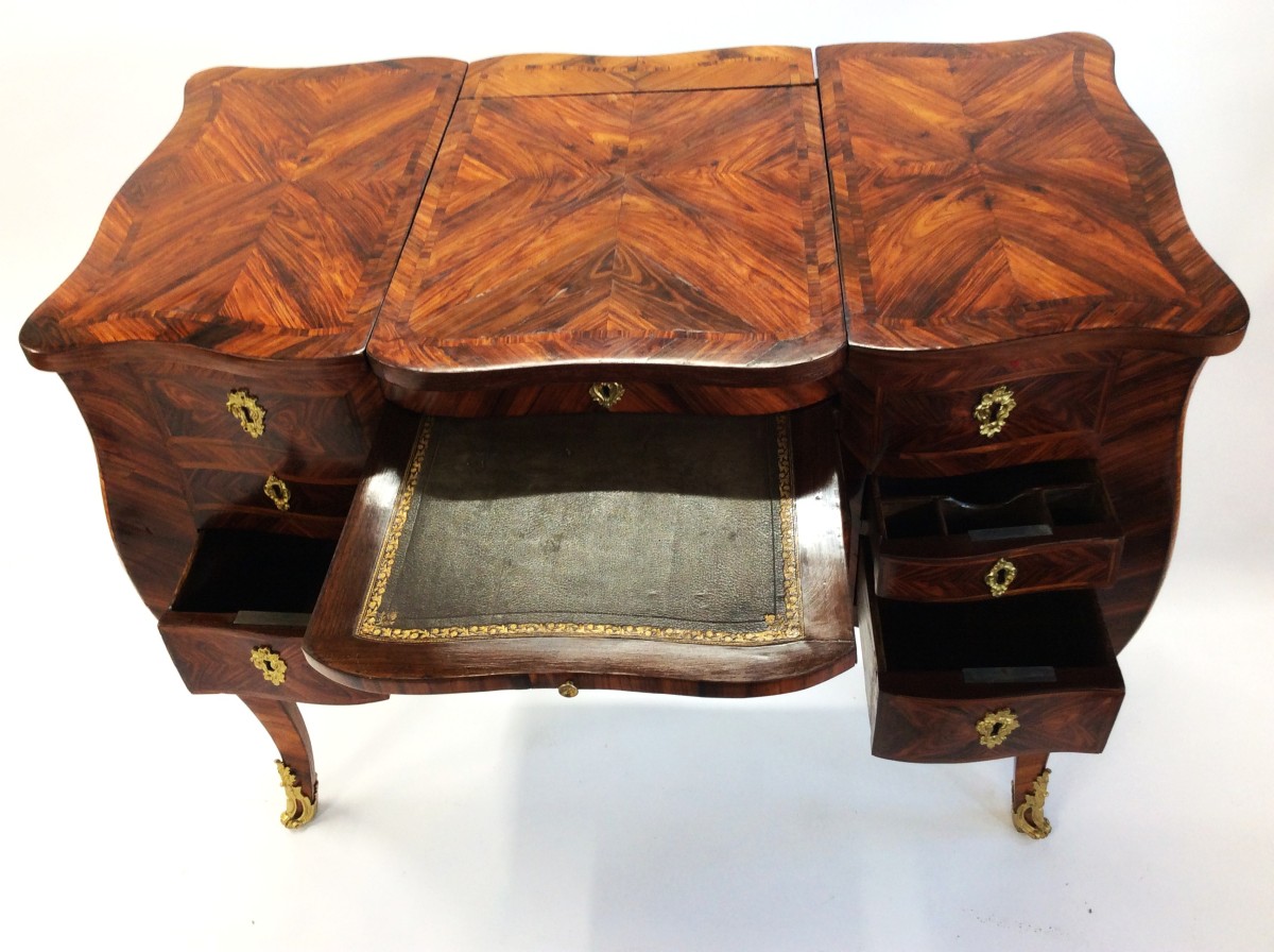 Estampillée HANSEN - Coiffeuse Louis XV en bois de violette - Epoque XVIII-photo-3