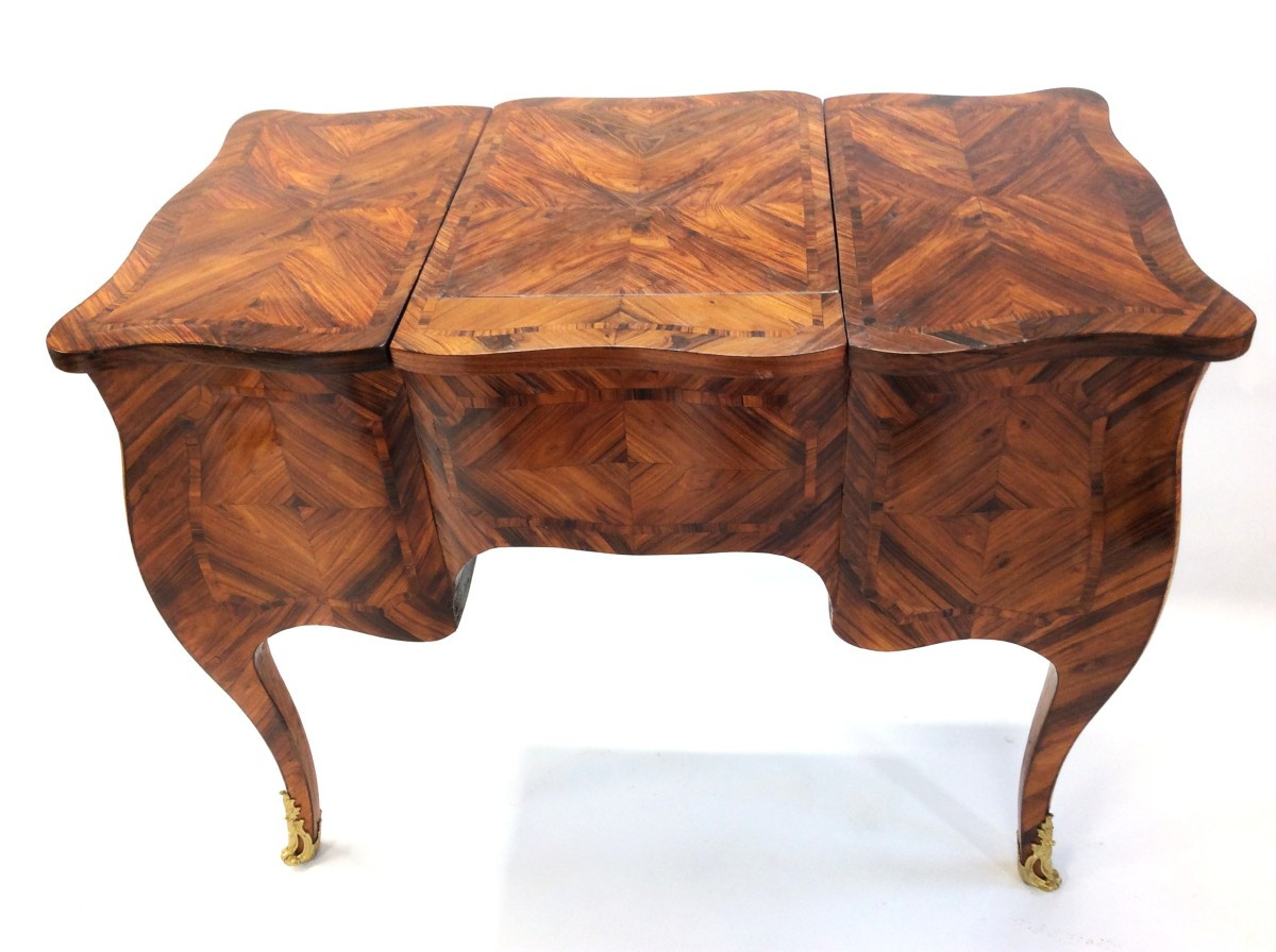 Estampillée HANSEN - Coiffeuse Louis XV en bois de violette - Epoque XVIII-photo-6