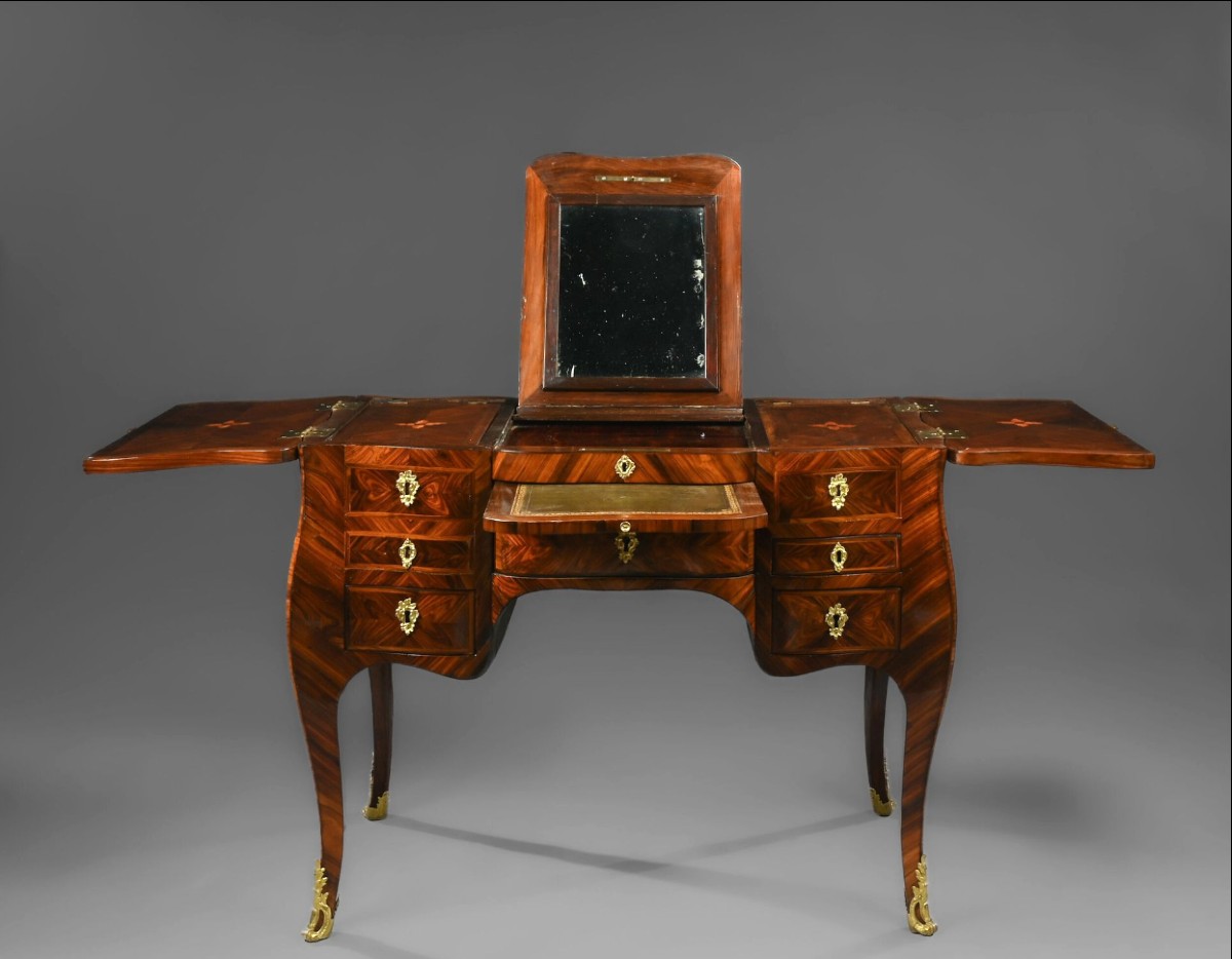 Estampillée HANSEN - Coiffeuse Louis XV en bois de violette - Epoque XVIII