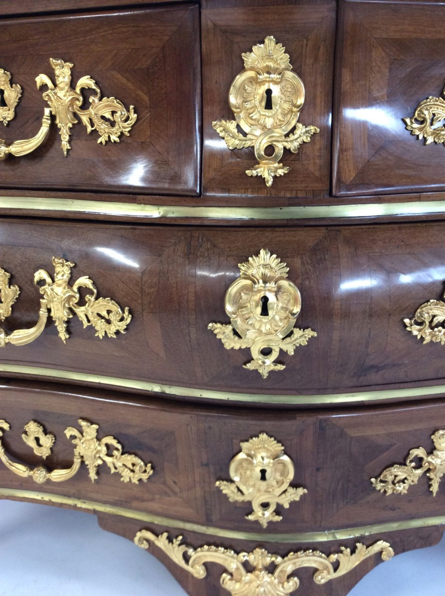 Estampillée F. Lieutaud - Superbe Commode Tombeau En Satiné Et Amarante – Epoque Régence-photo-5