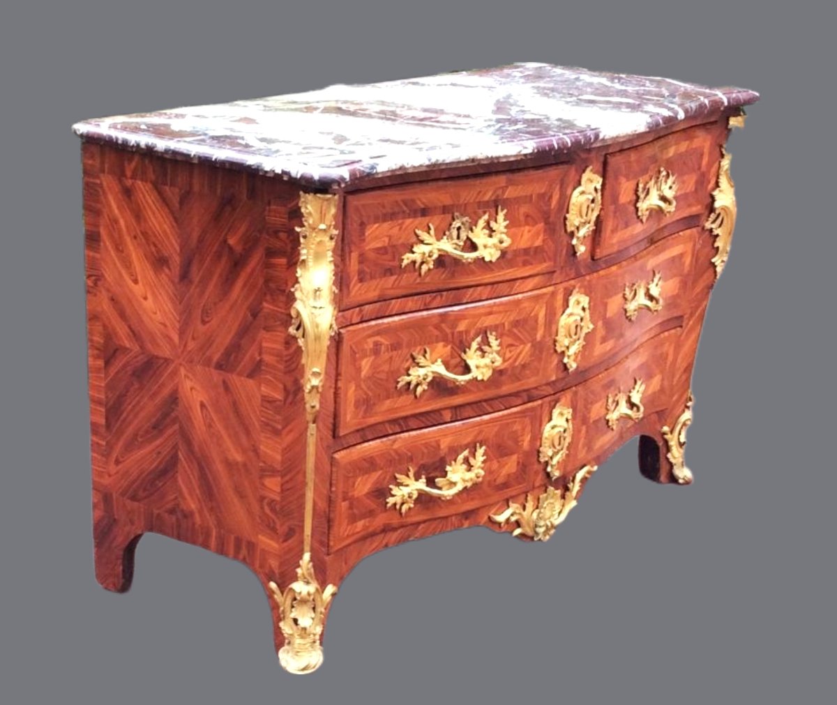 Stamped  E.  Doirat – Regency Chest Of Drawers With Central Projecting Panel – Regency Period-photo-4