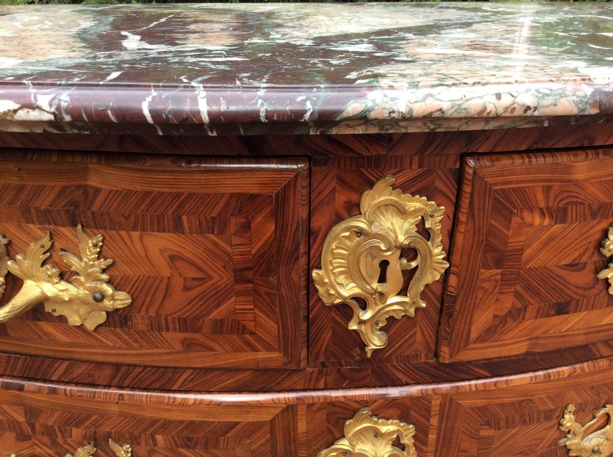 Stamped  E.  Doirat – Regency Chest Of Drawers With Central Projecting Panel – Regency Period-photo-1