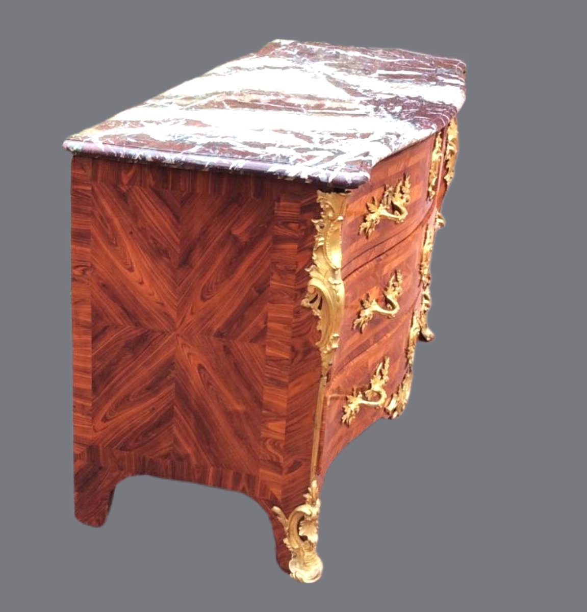 Stamped  E.  Doirat – Regency Chest Of Drawers With Central Projecting Panel – Regency Period-photo-4
