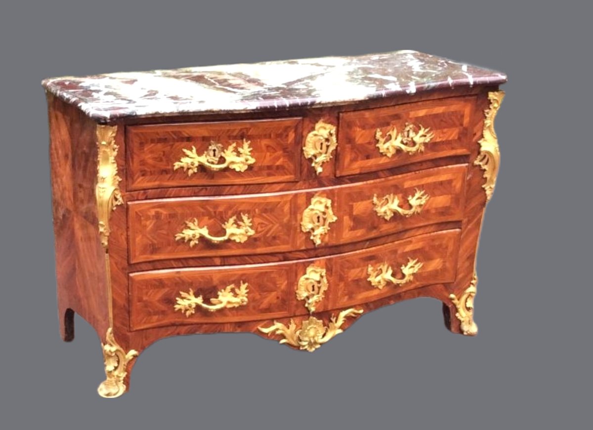 Stamped  E.  Doirat – Regency Chest Of Drawers With Central Projecting Panel – Regency Period-photo-5