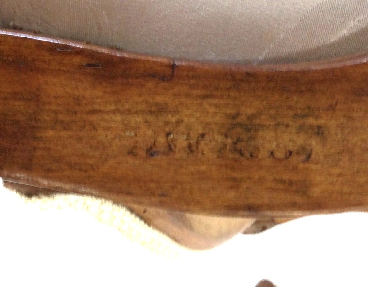 Stamped "avisse" - Pair Of Louis XV Armchairs In Walnut - Louis XV Period-photo-4