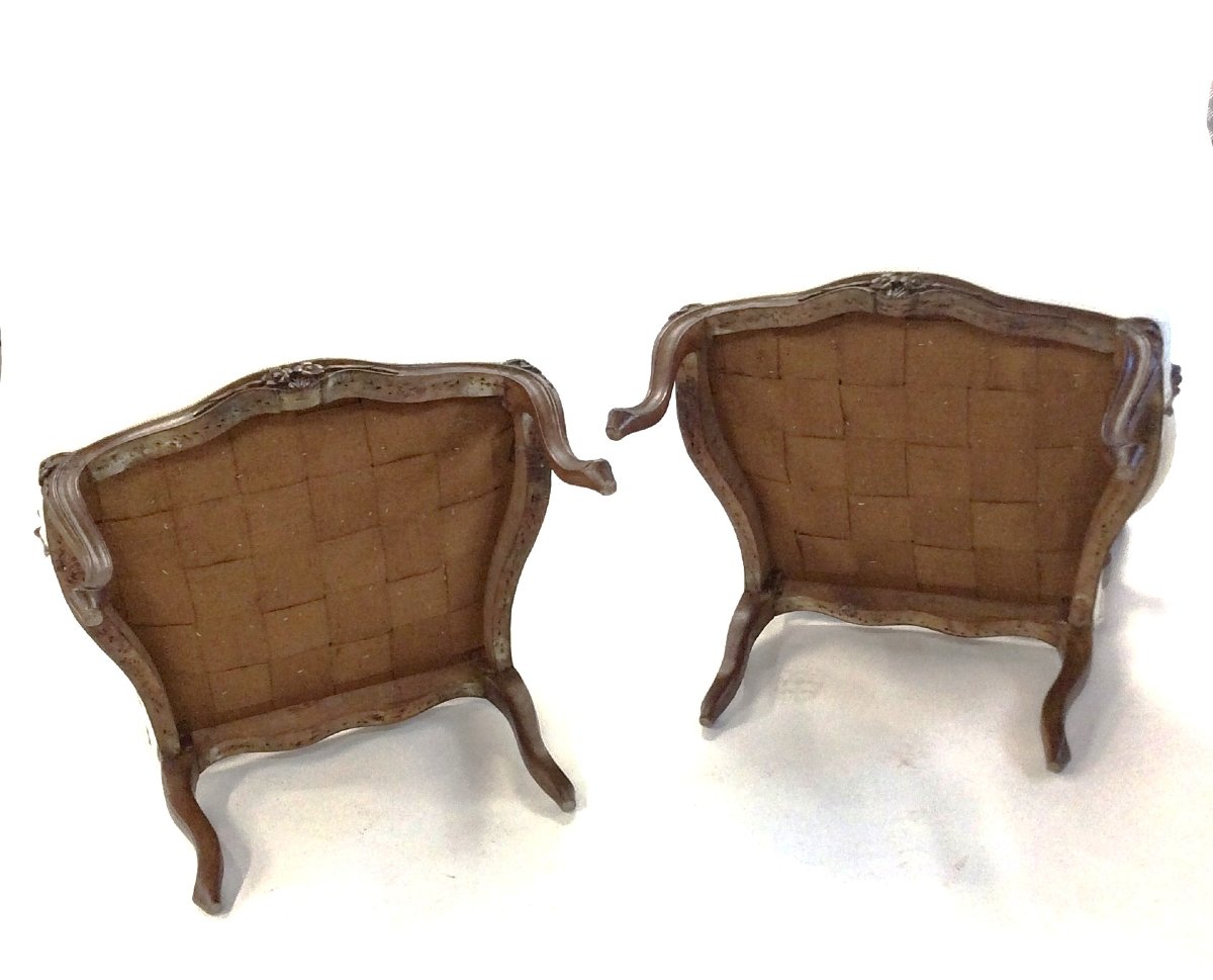 Stamped "avisse" - Pair Of Louis XV Armchairs In Walnut - Louis XV Period-photo-7