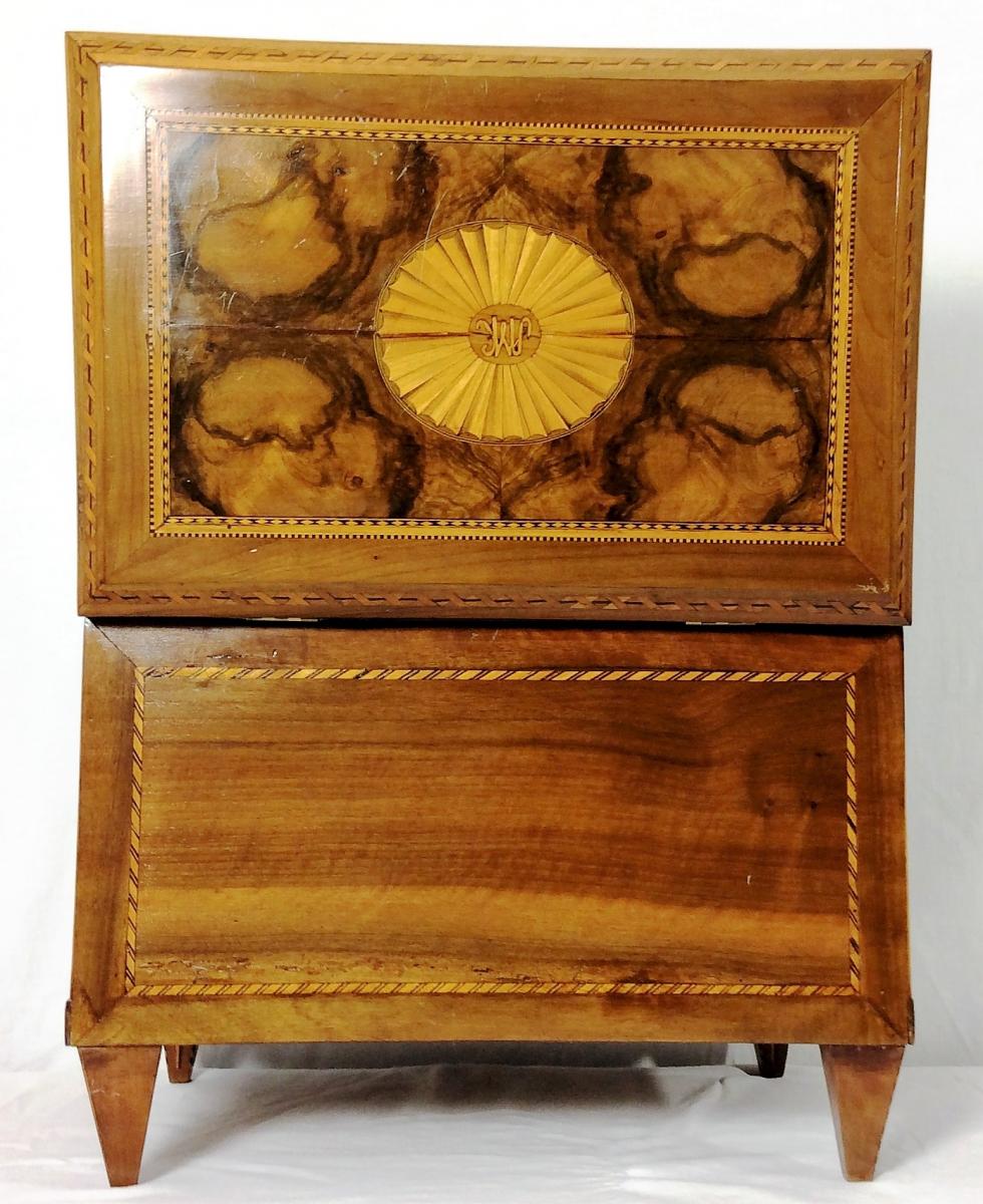   From 26.09 To 16.10: 20% Discount  - Large Box In Marquetry Of Fruit Wood, 18th Century-photo-1