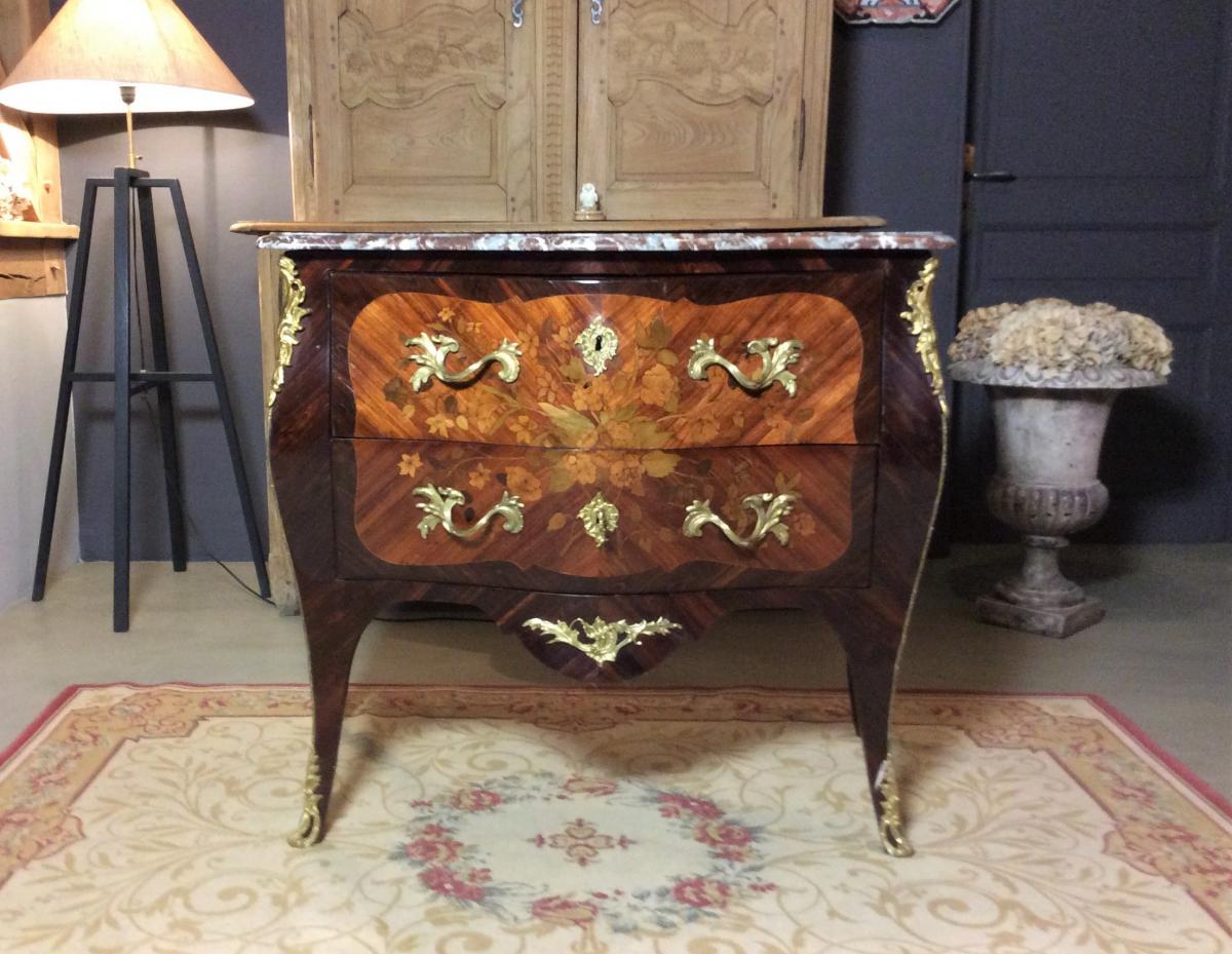  Pierre Roussel - Inlaid Chest Commode - Louis XV Period-photo-1