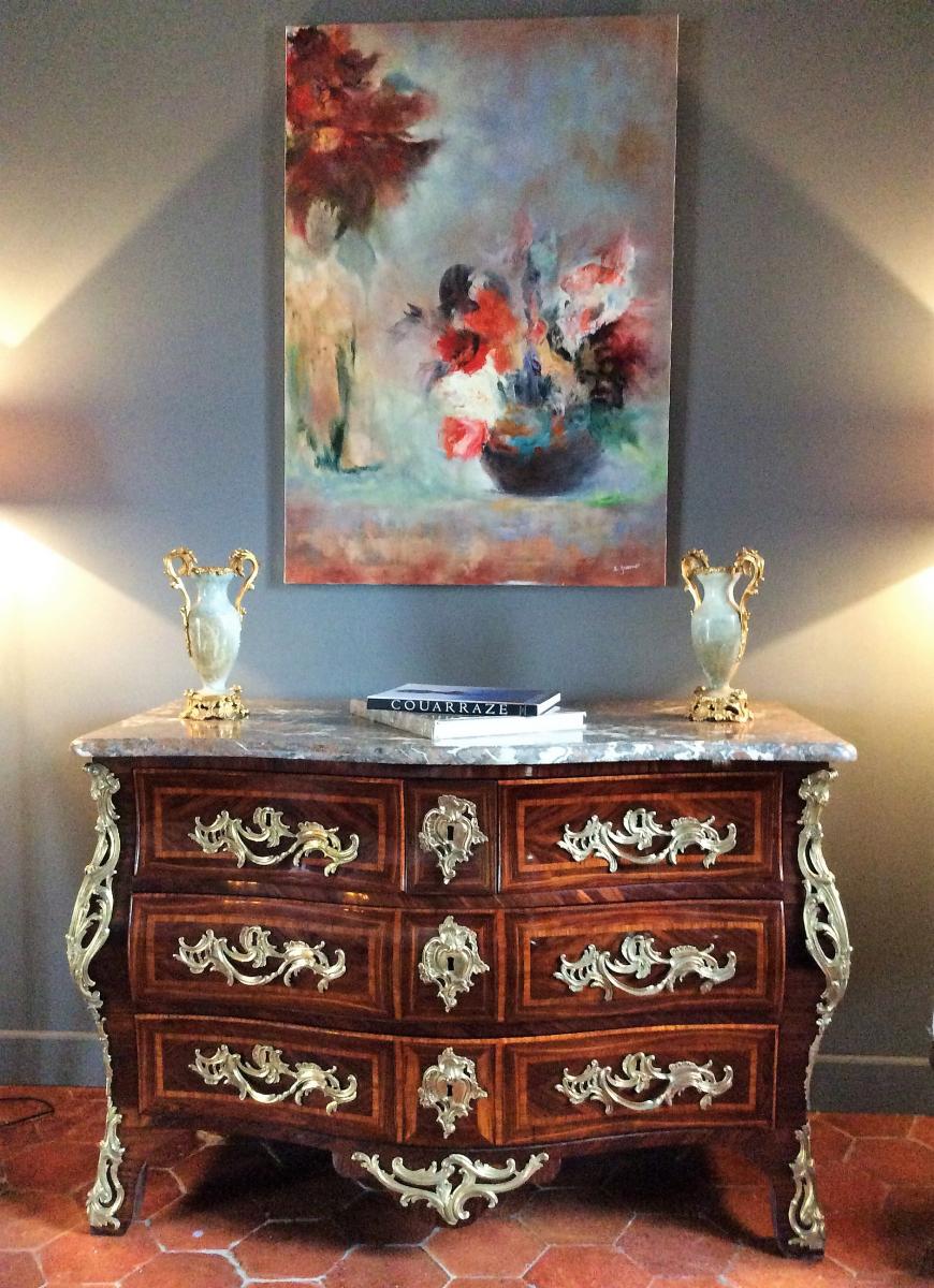 Rare Tomb Commode, Stamped Pierre Bonnemain, Louis XV Period-photo-3