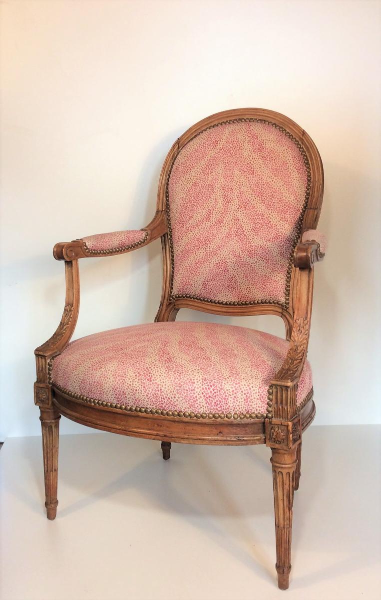   From 26.09 To 16.10: 20% Discount  -   Stamped Demay, Flat Back Armchair - Louis XVI Period-photo-2