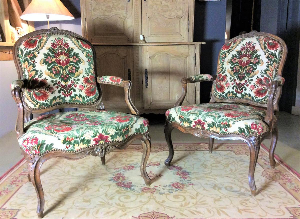    25% Discount  -   Stamped Amand, Pair Of Armchairs In The Queen - XVIII-photo-3