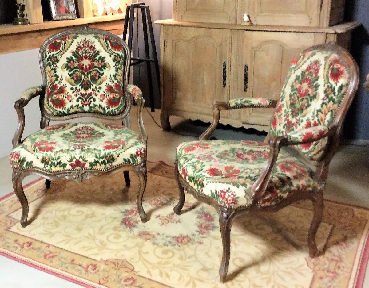    25% Discount  -   Stamped Amand, Pair Of Armchairs In The Queen - XVIII-photo-4