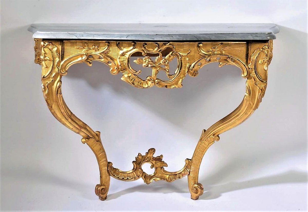  25% Discount  - Console Curved Wood Molded And Carved - 18th Century