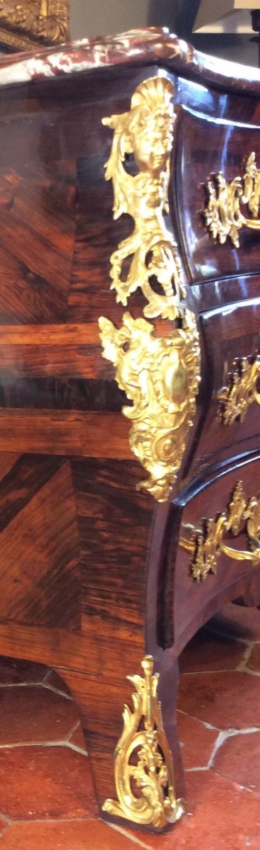 Estampillée Ellaume - Commode Louis XV En Marqueterie Palissandre - 18ème Siècle-photo-2