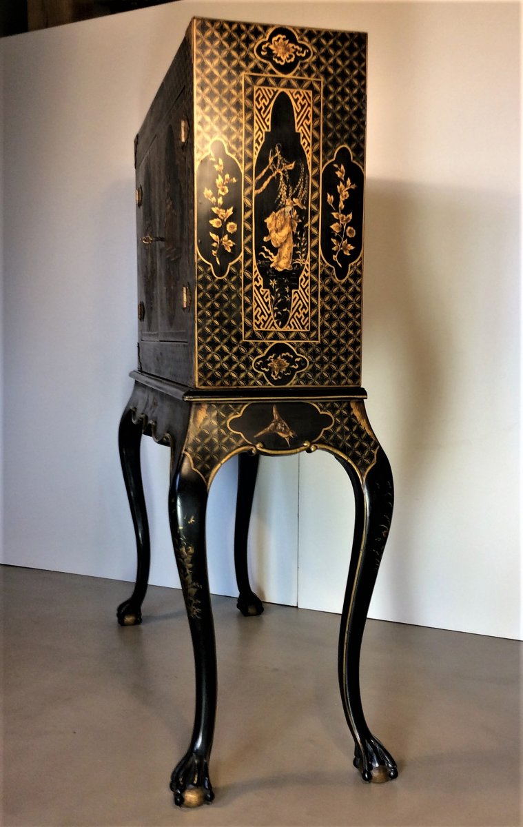  Cabinet Lacquer Black And Gold - Early Twentieth Century-photo-4