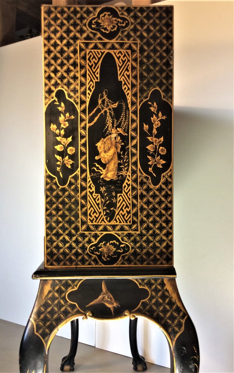  Cabinet Lacquer Black And Gold - Early Twentieth Century-photo-5