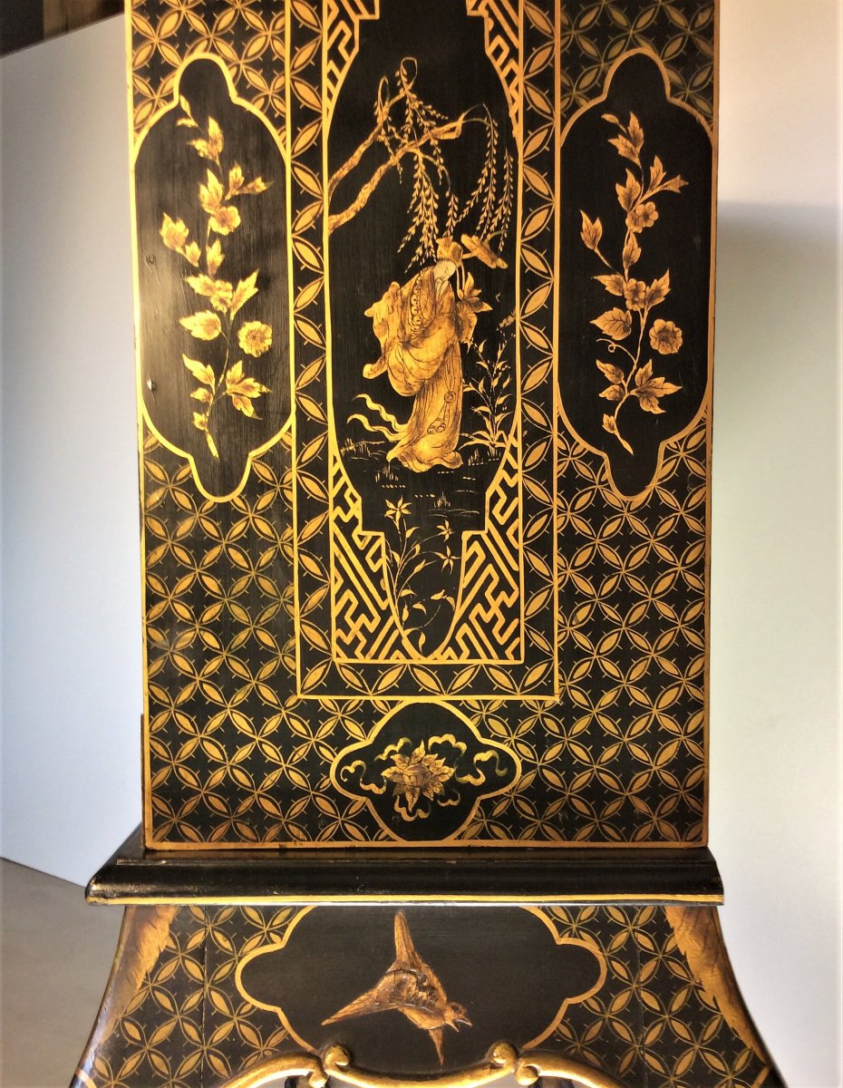  Cabinet Lacquer Black And Gold - Early Twentieth Century-photo-6