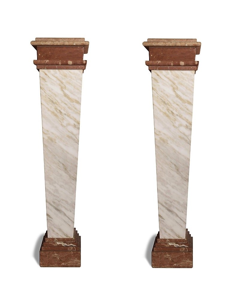 25% Discount -  Pair Of Louis XIV Sheaths In Veined Marble - XIXth Century