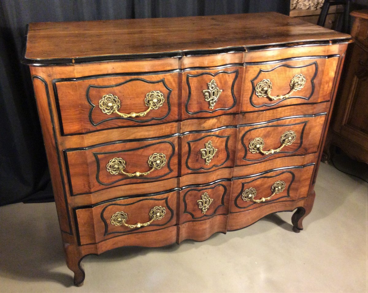 Elegant Crossbow Commode In Walnut - Louis XV Period-photo-2