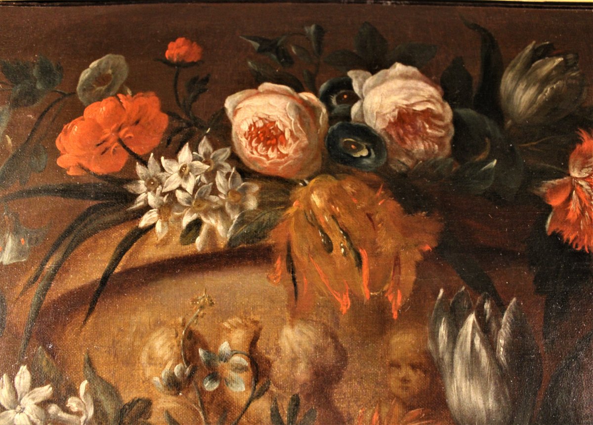   VAN Der BEKEN - Vase De Fleurs Sur Un Entablement - Huile Sur Toile - vers 1730-photo-4