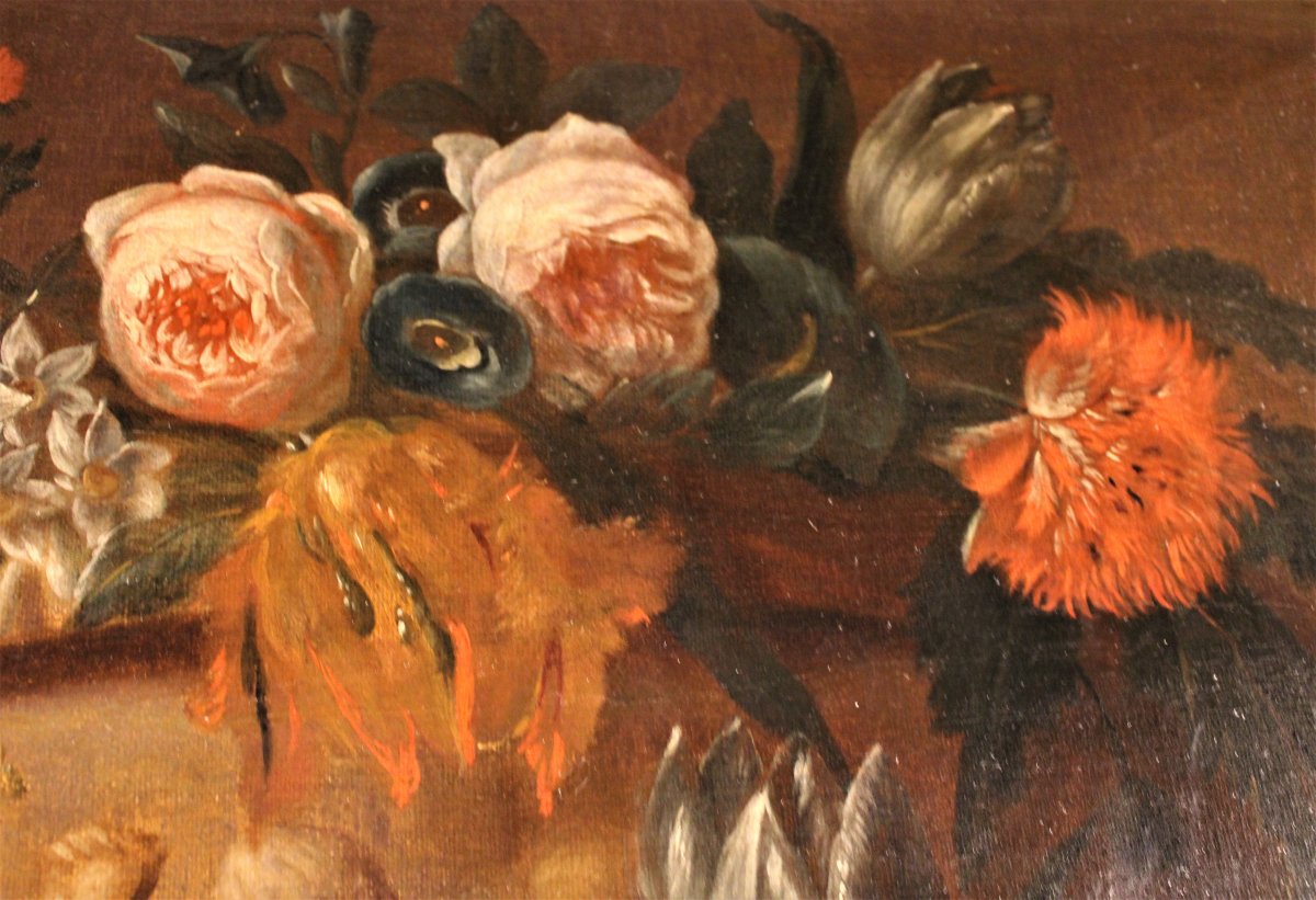   VAN Der BEKEN - Vase De Fleurs Sur Un Entablement - Huile Sur Toile - vers 1730-photo-1