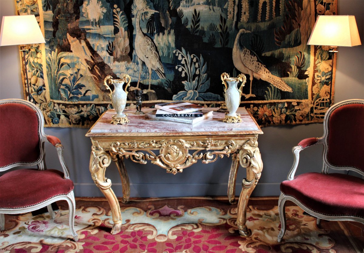 Table Ou Console De Milieu En Bois Doré Et Sculpté – Epoque Régence-photo-2