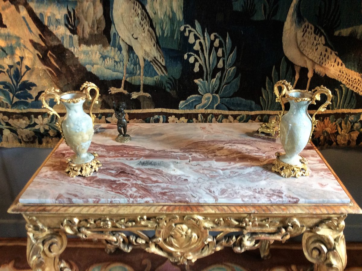 Table Ou Console De Milieu En Bois Doré Et Sculpté – Epoque Régence-photo-2